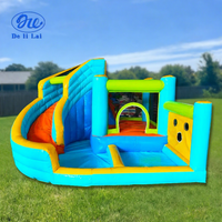 Château gonflable Delilai, trampoline commercial en PVC avec toboggan pour 4 enfants, aire de jeux extérieure