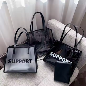 Sac à main de luxe pour femme en PVC avec poignée, écologique, transparent, avec bord en PVC givré, fermeture à boucle, logo personnalisé, sac à bandoulière pour le sport en plein air - Product Image 1