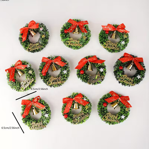 Christmas Decorations Mini Artificial Flower <b>Wreath</b> with Bell Ribbon Star Christmas Tree Accessories Decoration - Product Image 6
