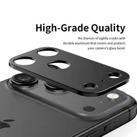 Pour iPhone 17 Pro : Cadre métallique anti-rayures pour objectif, protection d'objectif creuse, film mince, autocollant noir, orange, argenté