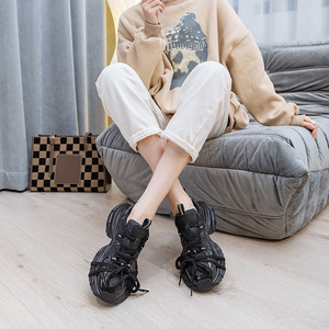 Chaussures de sport compensées rétro vieillies <span class=keywords><strong>Paris</strong></span> <span class=keywords><strong>4ème</strong></span> génération pour femme, avec rehaussement de 5 cm invisible, effet allongeant les jambes - Product Image 5