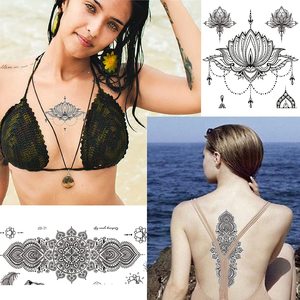 TATUAJES TEMPORALES DE HENA NEGRA para MUJERES - 53PCS Pegatinas de Tatuajes de Flores <span class=keywords><strong>Mandala</strong></span> Grandes para Chicas - Product Image 5