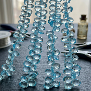 Perles de topaze bleue naturelle facettées, brin de 8 pouces pour la fabrication de bijoux - Product Image 2
