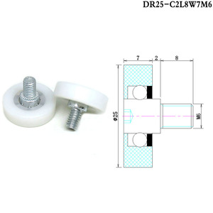 Rouleaux <span class=keywords><strong>de</strong></span> tiroir POM 25mm avec filetage M6 DR25, roues <span class=keywords><strong>de</strong></span> poulie en plastique Nylon sans roulement - Product Image 2