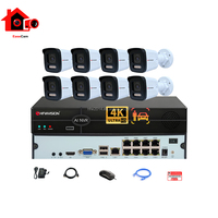 Système de caméra de sécurité POE 4K 8MP, kit NVR 4CH 8CH 16CH, 25FPS, détection humanoïde et de véhicules par IA, système de surveillance CCTV IP extérieur