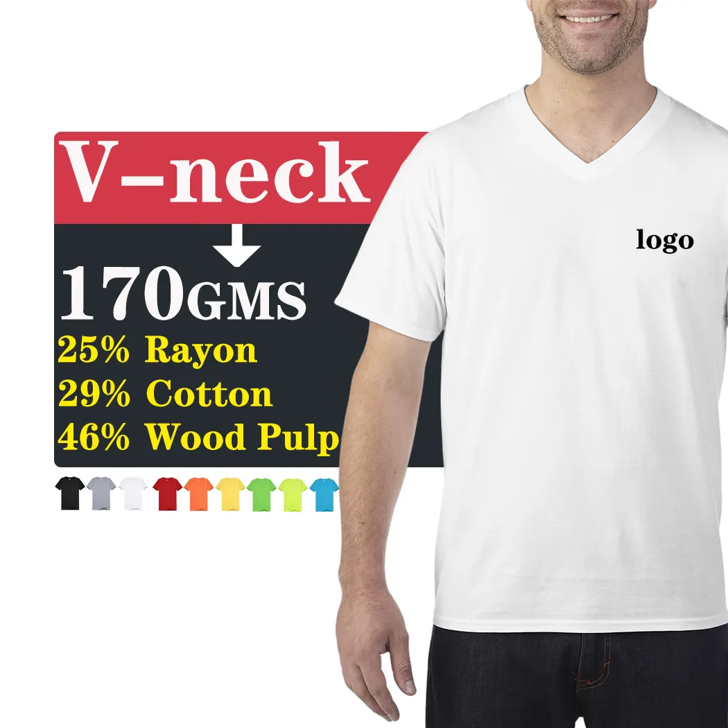 OEM de fábrica de China, venta al por mayor, ropa de verano para hombre con cuello en V t camisa personalizadas camisetas de algodón