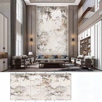 Planche en PVC marbré brillant moderne 1220*2600mm, feuille de marbre UV laminée, imperméable et ignifuge pour la décoration murale des hôtels