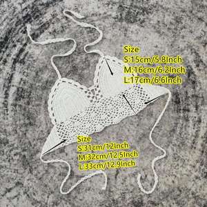 Couleur unie deux pièces plage Crochet Bikini Sexy évider main crochet <span class=keywords><strong>maillot</strong></span> <span class=keywords><strong>de</strong></span> <span class=keywords><strong>bain</strong></span> Long gland plage Sexy dos nu Bikini ensemble - Product Image 5