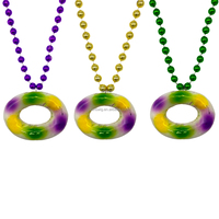 Perles personnalisées de 6 mm vert métallisé, violet et or avec médaillon alligator pour le Mardi Gras (plastique/polyrésine)