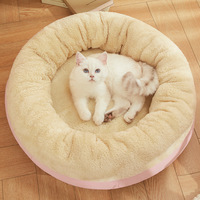 Nouveau Nid pour Chat Lavable en Plastique Tendance, Toutes Saisons, en Peluche Courte Respirante, Lit pour Chat Chaud Hiver, Tapis de Couchage pour Animaux de Compagnie
