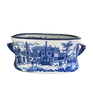 <span class=keywords><strong>Pot</strong></span> de fleurs en céramique bleu et blanc peint à la main, motif anglais, pour artistes - Product Image 3