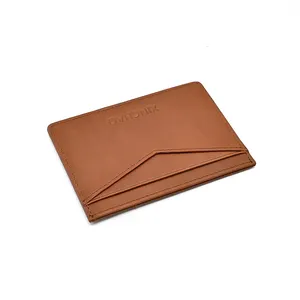 Customized Full Grain Leather Wallet Mini Coin Pouch Durable Leather Card Holder with Hot Press Logo
