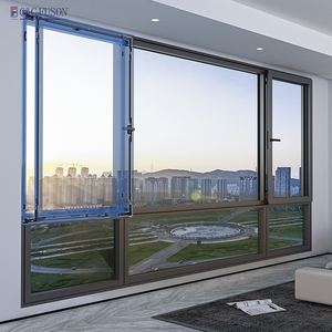 Fuson nghiêng lần lượt trôi cửa sổ đôi bằng nhôm trượt cửa sổ với khung hợp kim nhôm LOW-E cấp - Product Image 1