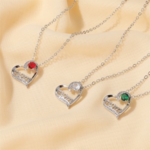 <span class=keywords><strong>MIO</strong></span>, nuevo collar de joyería de moda, collar de plata con letras de corazón, colgante de <span class=keywords><strong>diamantes</strong></span> brillantes para regalo del Día DE LA MADRE ajustable - Product Image 4