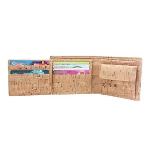 Eco friendly Unique Fashionable High quality men RFID cork wallet wholesale men colorful cork wallet with coin pocket