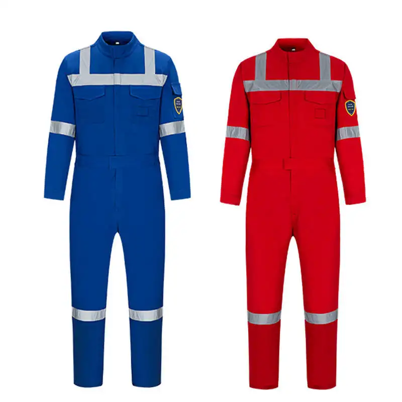 280GSM 100% Cotton Oil Gas Field Fire Retardant Working Coverall Plant Welding Chemical Reflective Flame Resistance FR Coverall