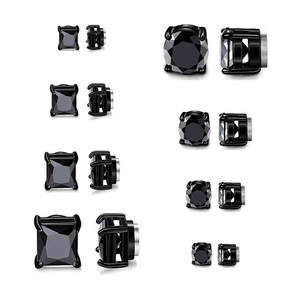316L Stainless Steel Non-Pierced Magnetic Claw <b>Set</b> <b>Square</b> Zircon Earrings | Hypoallergenic Unisex Jewelry - Product Image 5