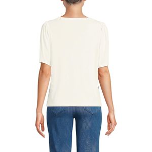 Camiseta de manga larga para mujer FOXA, cuello barco, algodón Supima, manga abullonada, top de punto transpirable - Product Image 2