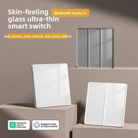 Commutateur intelligent connecté à l'application Zero-fire-wire avec verre trempé gris, compatible avec la commande vocale Xiao Ai et le contrôle des scènes