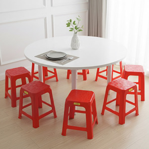 Red Plastic <b>Stool</b> Ottoman Square <b>Seat</b> Lightweight PP Stackable Durable Modern Home Kitchen Living Room Furniture - Product Image 3
