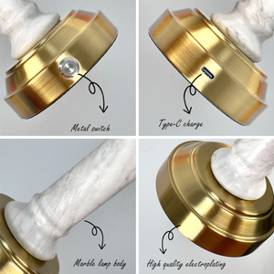 2700K thiết kế độc quyền có thể sạc lại bằng đá cẩm thạch đèn bàn USB cảm ứng chuyển đổi tùy chỉnh thực hiện Chụp đèn phòng khách nhà hàng bảng ánh sáng - Product Image 4