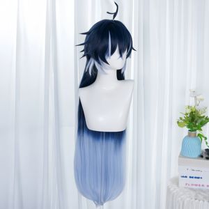 Pelucas de Cosplay de Genshin Impact al por Mayor, <span class=keywords><strong>Peluca</strong></span> Larga y Lisa de 85 cm, Teñida en Azul Degradado, <span class=keywords><strong>Peluca</strong></span> Sintética para Anime, Halloween y Fiestas - Product Image 1