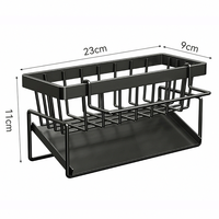 Organisateur d'évier auto-drainant en acier inoxydable avec porte-brosse haute et plateau d'égouttage, support d'éponge pour comptoir de cuisine