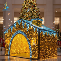 Lanterne de festival créative en forme de maison avec chapeau de Père Noël |   Affichage lumineux LED 3D unique pour Noël et le Nouvel An