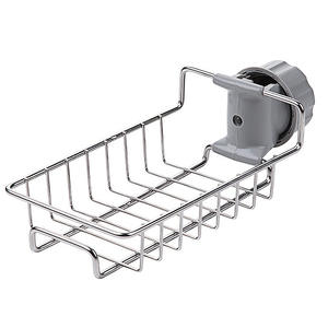 Support de rangement réglable en acier inoxydable pour cuisine, organisateur de drainage pour éponge et savon, à suspendre au robinet - Product Image 1