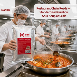 Base de soupe aigre rouge Kaili |   Base de soupe acide du Guangdong pour fondue chinoise, dilution 1:8, conditionnement en sachet/sac/bidon, vente en gros, OEM - Product Image 3