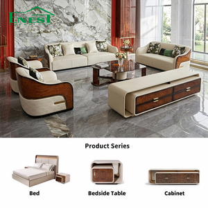 Mobile <span class=keywords><strong>TV</strong></span> di Lusso in Vera Pelle con Luci LED, Set di Mobili in Legno di Alta Gamma <span class=keywords><strong>per</strong></span> Soggiorno di Villa - Product Image 3
