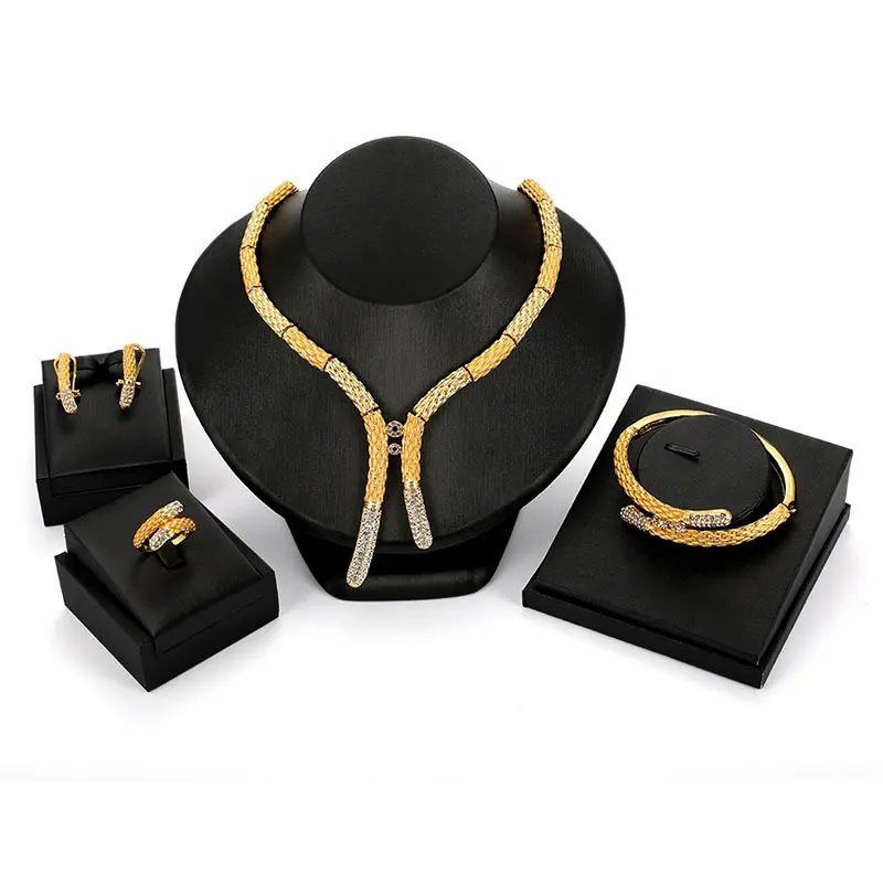 Best gift luxury bridal jewelry set rhinestones 18k gold jewelry
