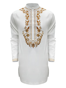 Ensemble de <span class=keywords><strong>mariage</strong></span> formel brodé <span class=keywords><strong>pour</strong></span> hommes, deux pièces, grande taille, style africain, blanc, collection 2026 - Product Image 6