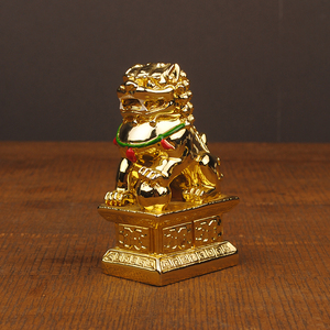 Set di Statuette di Leoni Guardiani Foo in Oro 24k <span class=keywords><strong>per</strong></span> Feng Shui Domestico, <span class=keywords><strong>Statua</strong></span> di Cane Fu Dorata - Product Image 3