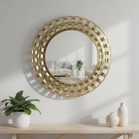 Miroir mural décoratif en métal, style nordique, accent de décoration intérieure, 78,11*3,18*78,11CM, miroir mural en métal doré, décoration intérieure de luxe