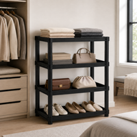 Étagère de rangement en plastique PP à un seul niveau, capacité de 200 lb, pliable, gain de place, design moderne, pour vêtements