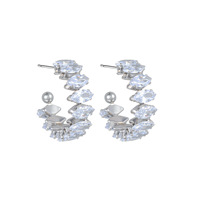Hongtong A2-2 acier inoxydable tendance de la mode plaqué or 18 carats diamant clouté boucles d'oreilles pour les femmes