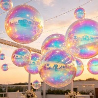 Sphère miroir gonflable réfléchissante avec logo personnalisé, ballon miroir suspendu en PVC durable pour la promotion d'événements commerciaux et de Noël