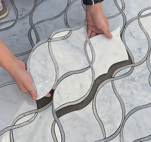 SUBEI Nuevo Diseño de <span class=keywords><strong>Mosaico</strong></span> de Mármol Estilo <span class=keywords><strong>Vintage</strong></span> con Cinta Decorativa y Corte por Chorro de Agua, Materiales de Construcción que Combinan con <span class=keywords><strong>Mosaico</strong></span> para Suelos y Paredes - Product Image 2