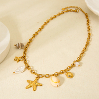 Étanche Océan Série Pendentif Bijoux En Acier Inoxydable Perle Shell Conque Étoile De Mer Charmes Collier pour Femmes