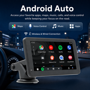 Écran intelligent portable pour voiture de 7 pouces IPS 2.5D avec écran tactile, résolution 1024x600, prend en charge le CarPlay sans fil, Android Auto Mirror - Product Image 3