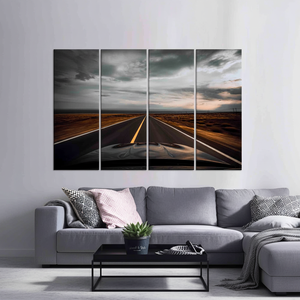 Lienzo Impreso: Paisaje de Carretera Asfaltada - Decoración de Pared con Vista de Carretera Abierta, JUEGO DE 4 LIENZOS - Product Image 3
