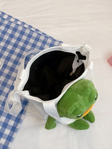 New Canvas <strong>Bag</strong> Cute <strong>Frog</strong> Doll Shoulder <strong>Bag</strong> Large Capacity Casual Tote <strong>Bag</strong> for College Students - Product Image 6