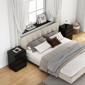 Black Nightstand 3 <b>Drawers</b> Thickened Top Plate Handle Free Design <b>Small</b> Side Table for Bedroom Storage - Product Image 3
