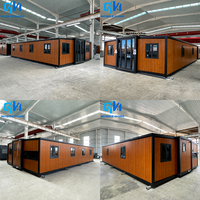 2 unités par conteneur extensible de 40HQ 20 pieds, maison préfabriquée compacte entièrement meublée avec 2 chambres, cuisine et salle de bain