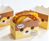 Nouvelle boîte d'emballage en papier pour sandwichs, toasts, hamburgers, bagels et petit-déjeuner à emporter