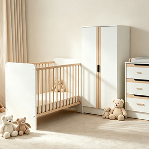 Juego de Muebles Modernos para Cuarto de Bebé de 3 Piezas, Cuna Convertible, Mesa Cambiadora de 3 Cajones, Armario de Doble Puerta, Juego de Dormitorio para Bebé - Product Image 1