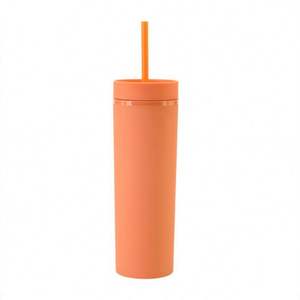 Customized Travel Skinny <b>Reusable</b> Tumbler Plastic <b>Reusable</b> Tumblers With <b>Straw</b> and Lid - Product Image 5