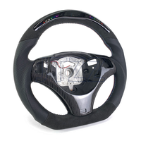 Volant en fibre de carbone véritable pour BMW E90 E91 E92 E93, design sport racing à fond plat, modification intérieure de voiture, remplacement
