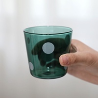 Tasse en verre borosilicate haute résistance, gobelet à boisson résistant à la chaleur, tasse verte à pois pour café, jus, lait, usage domestique